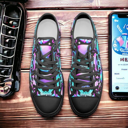Peacock Navy Indigo Wearable Bold Art - Freaky Shoes | Custom Art Sneakers