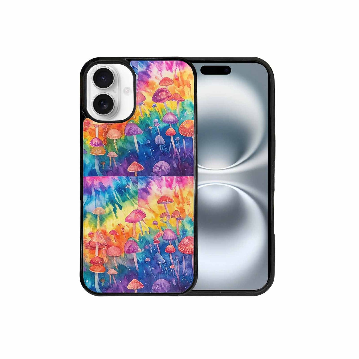 iPhone 16 Plus Case — Mushrooms Tie Dyemushrooms Pat, Custom Phone Case