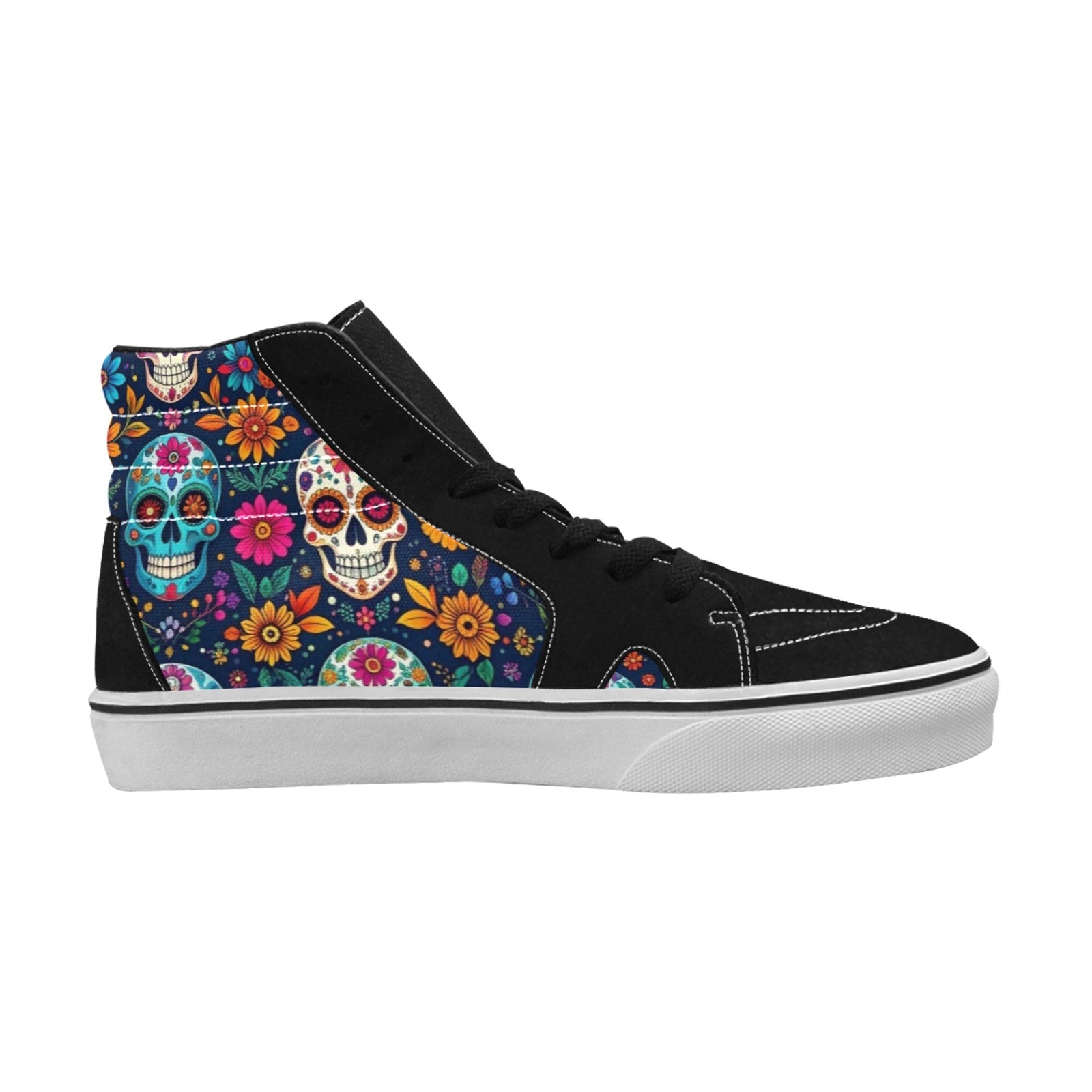 WOMEN'S Rainbow Sugar Skull Weave High Top Skateboarding Cottagecore Sneakers
