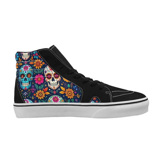 WOMEN'S Rainbow Sugar Skull Weave High Top Skateboarding Cottagecore Sneakers