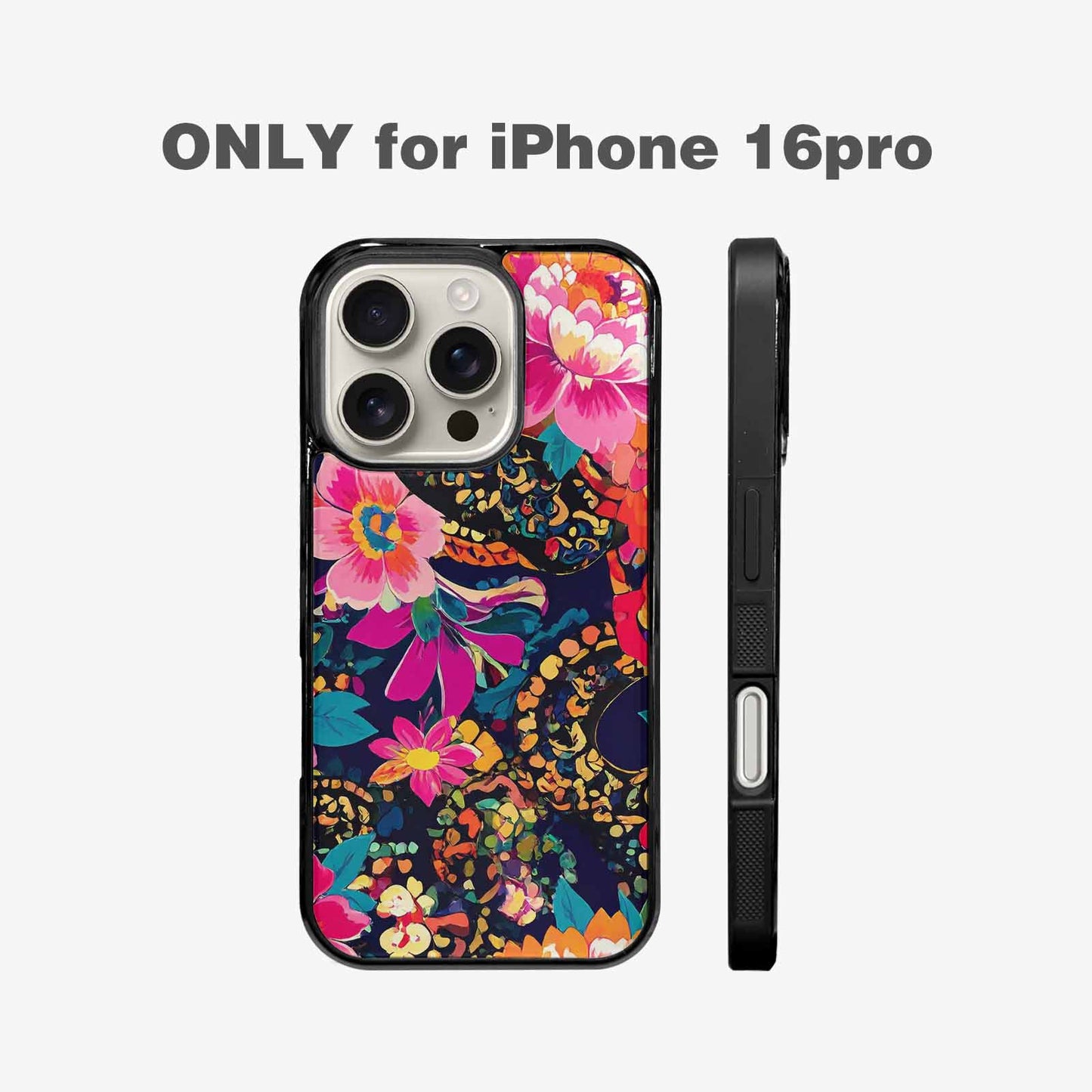 iPhone 16 Pro Case — Snakes Print Floral Seamless Pattern Vibrant, Custom Made Phone Cover