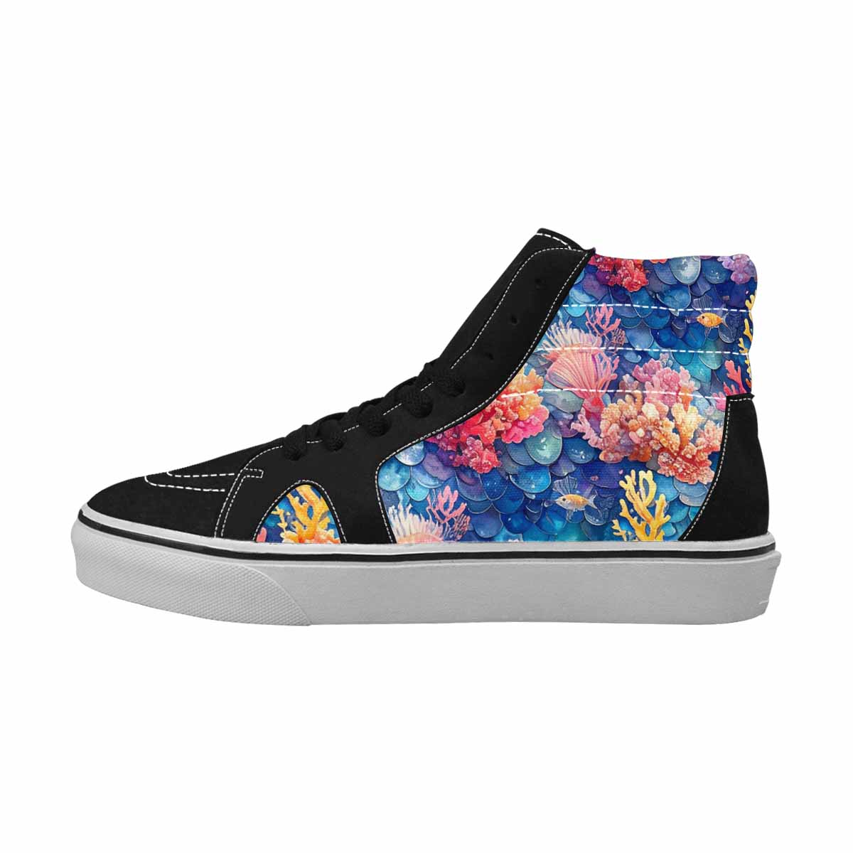 MEN'S Fish Scale Coral High Top Canvas Vivid Custom Sneakers