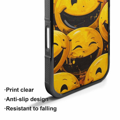 iPhone 17 Case — Melting Moon Smiley Yellow Original Art, Custom Printed Phone Case