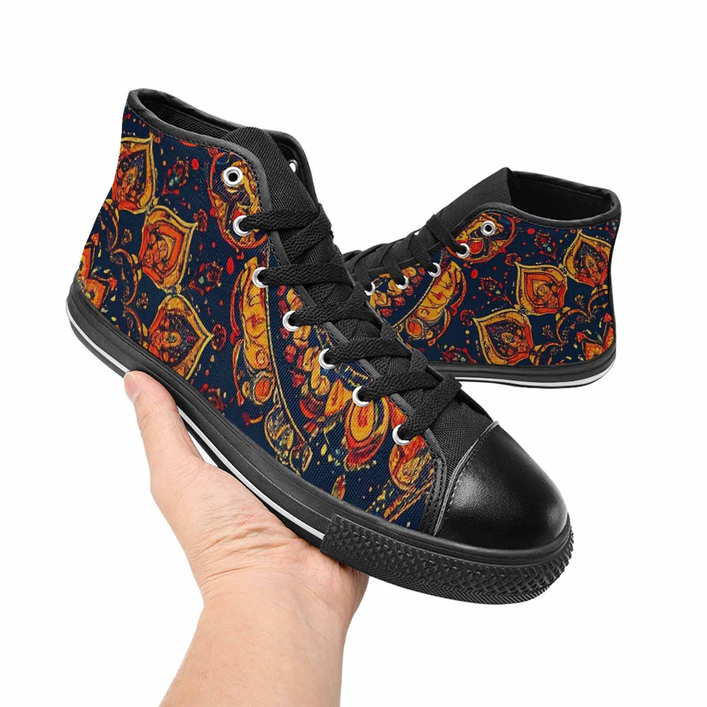 WOMEN'S Mandala Lions High Top Canvas Wallpaper Art Sneakers