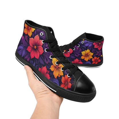 MEN'S Exotic Floral Weave High Top Canvas Aesthetic Custom Sneakers