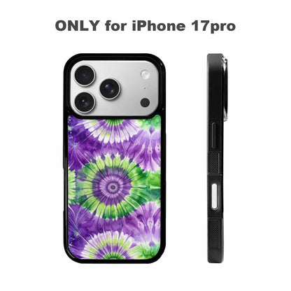 iPhone 17 Pro Case — Tie Dye Purple Green Blended Tie, Custom Designed Case Cover