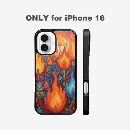 iPhone 16 Case — Flame Burst Full Color Vibrant Flame, Custom Made Phone Cover