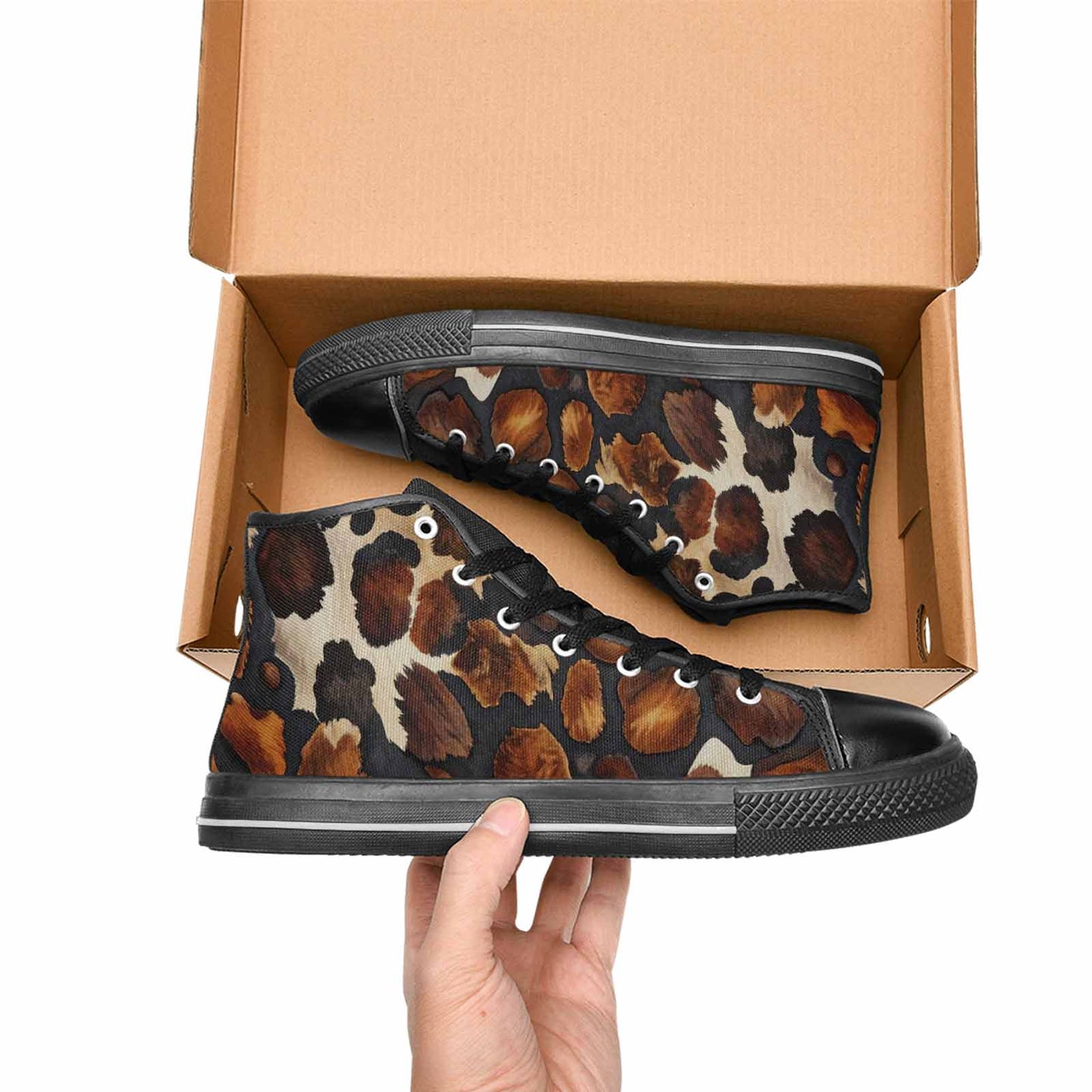 MEN'S Cow Animal Print High Top Canvas Aesthetic Custom Shoes