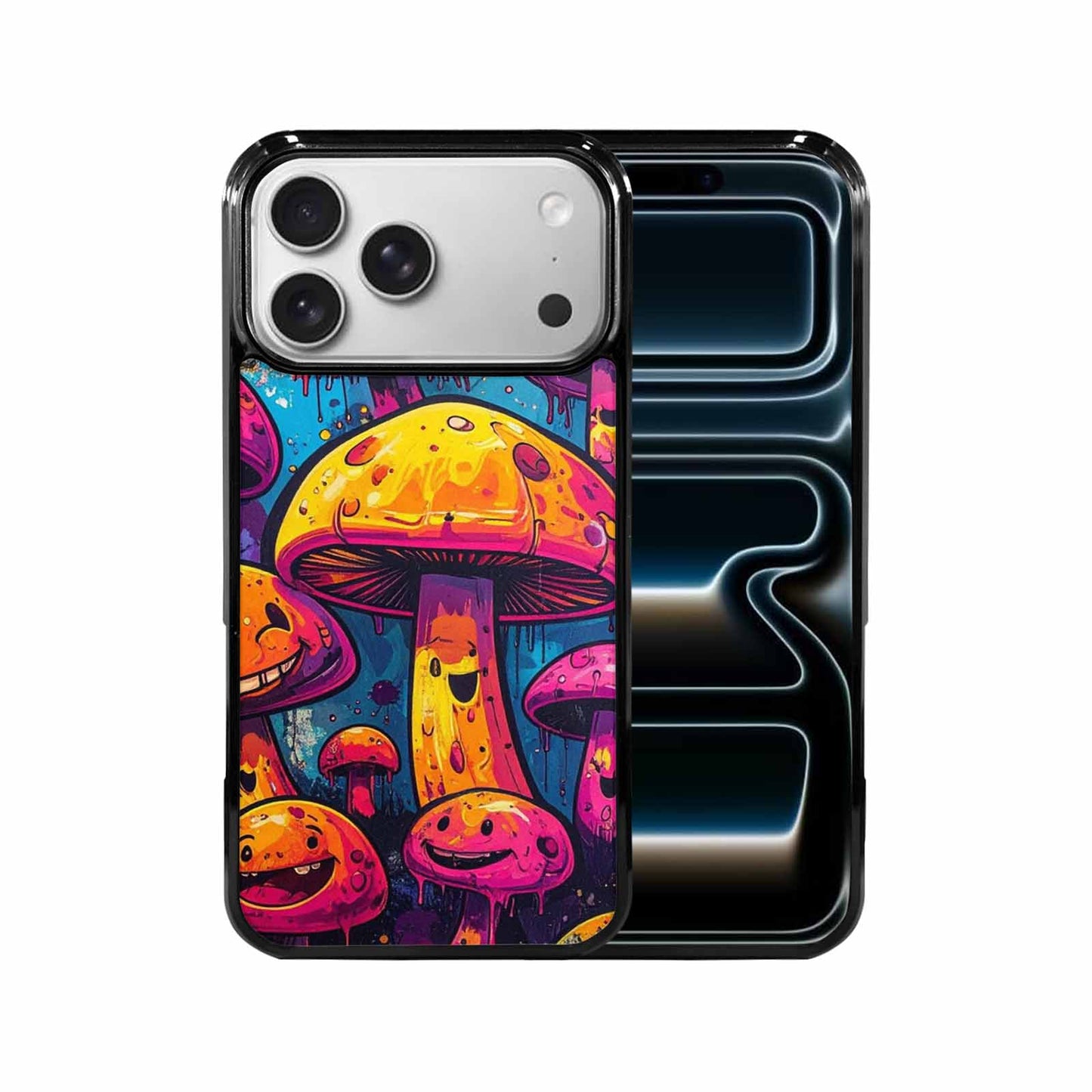 iPhone 17 Pro Max Case — Neon Smiley Face Original Art, Custom Printed Phone Case