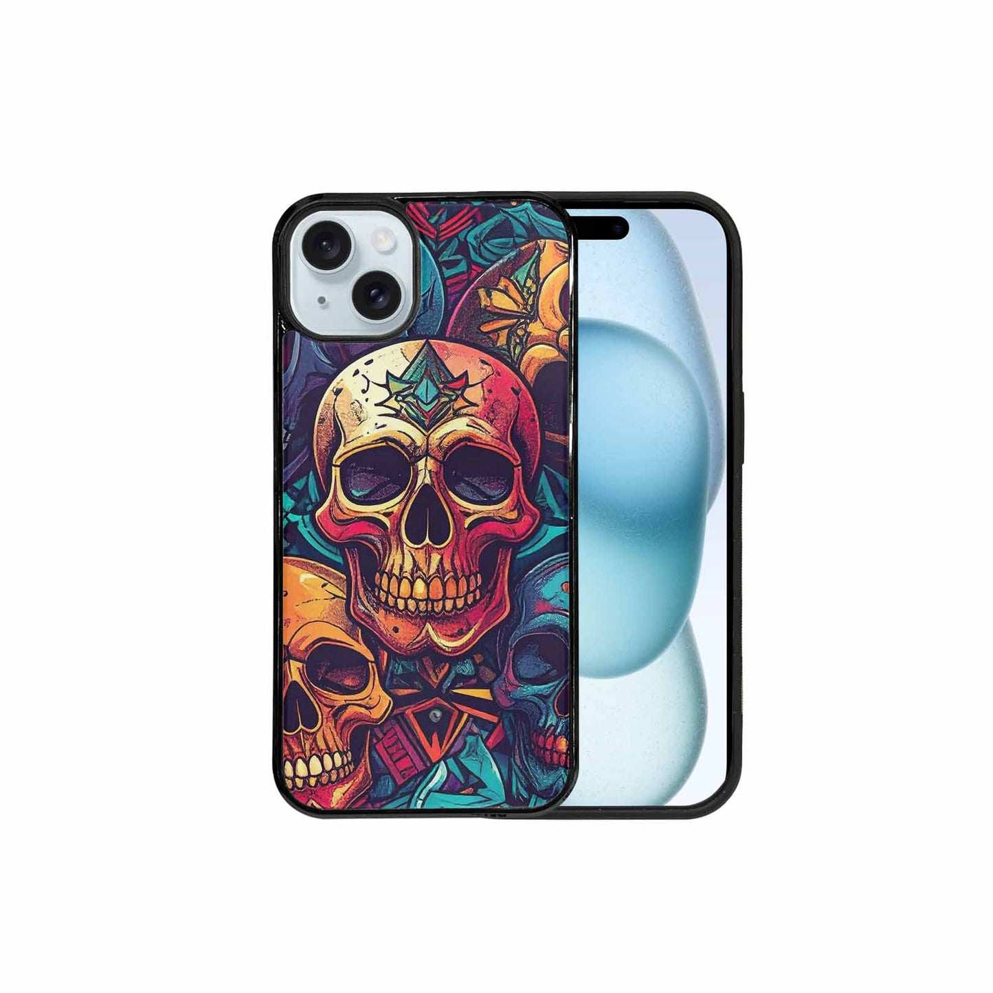 iPhone 15 Plus Case — Sacred Geometry Lots Of Skulls Seamless, Custom Designed Case Cover