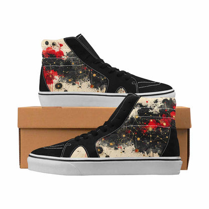 MEN'S Zodiac Black & Red Ink High Top Canvas Artist-designed Y2K Custom Sneakers
