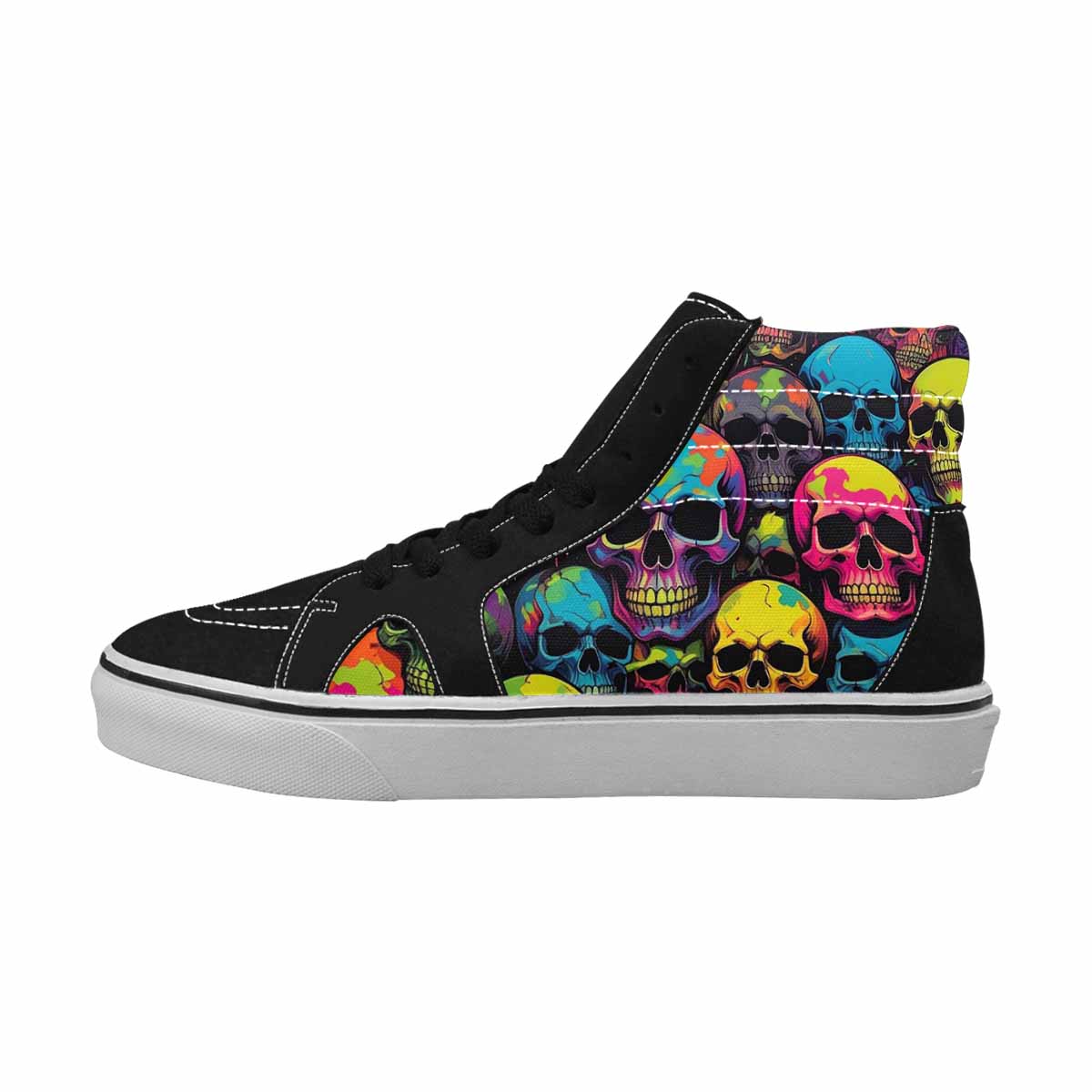 MEN'S 1000s Skulls Neon Camo High Top Canvas Melting Art Sneakers