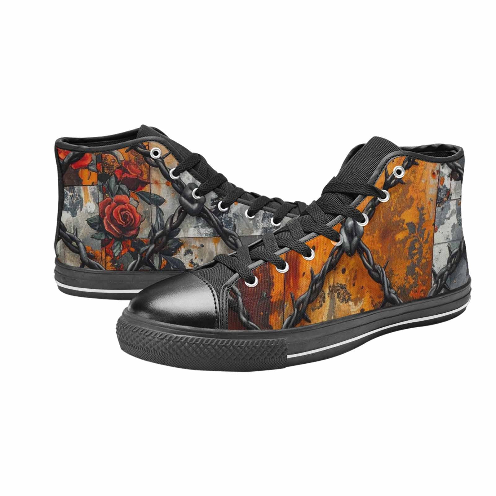 MEN'S Barbed Wire Chain High Top Canvas Vivid Custom Sneakers