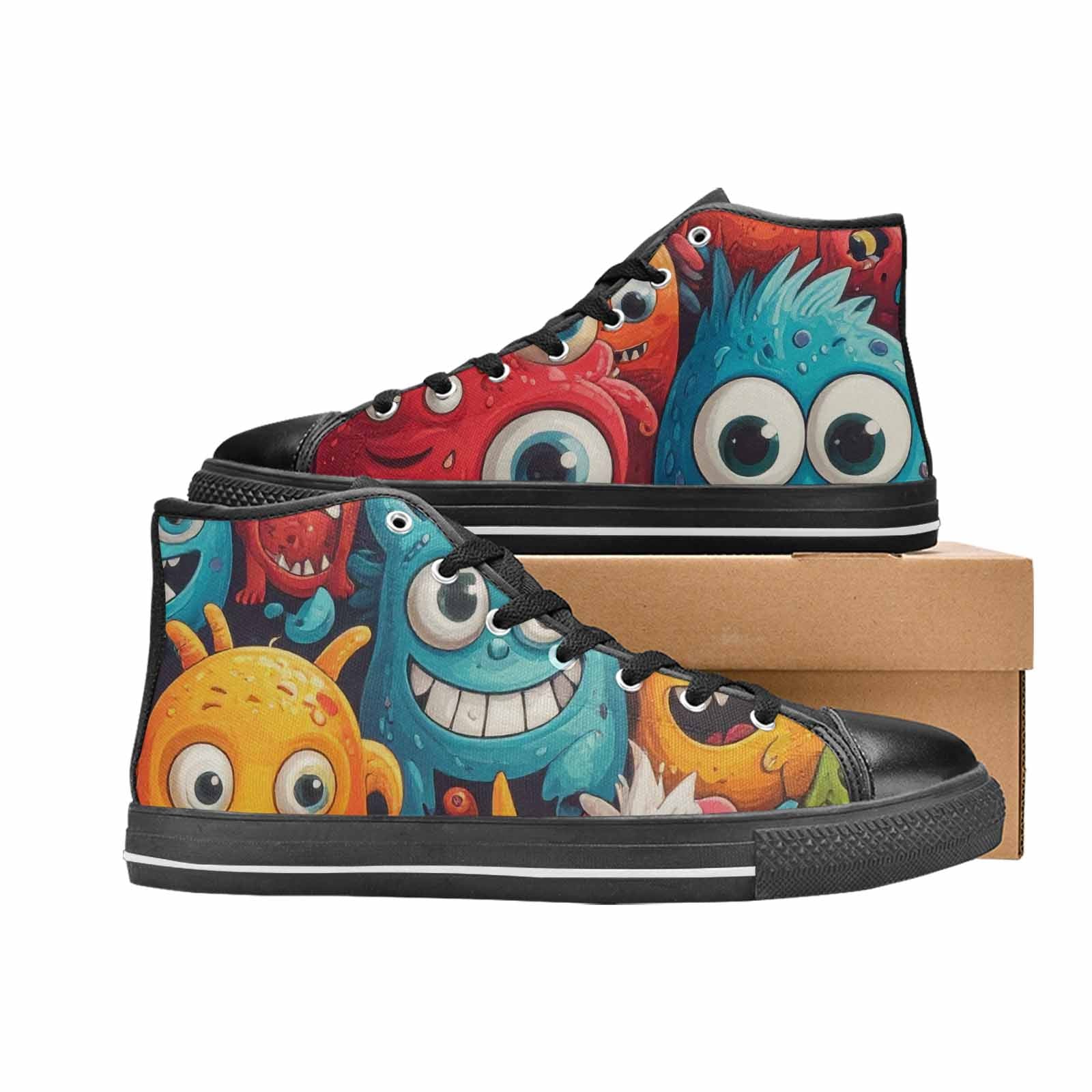 MEN'S Cartoon Monster Character High Top Canvas Surreal Custom Sneakers