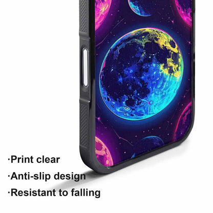 iPhone 17 Pro Case — Neon Winter Moon Seamless Cartoon Cute, Unique Phone Case Design