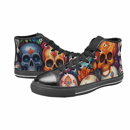 WOMEN'S Skull High Top Canvas Surreal Custom Shoes