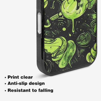 iPhone 16 Plus Case — Ice Cream Motif Black Green Ink, Custom Made Phone Cover