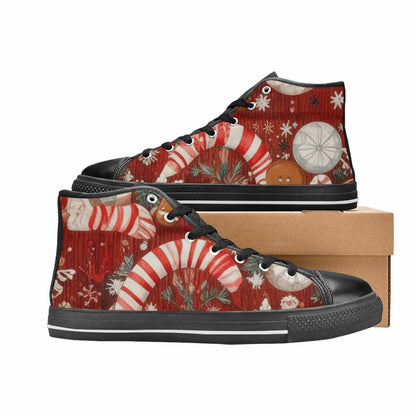 MEN'S Christmas Holly Snowflake High Top Canvas Neon Fantasy Custom Sneakers