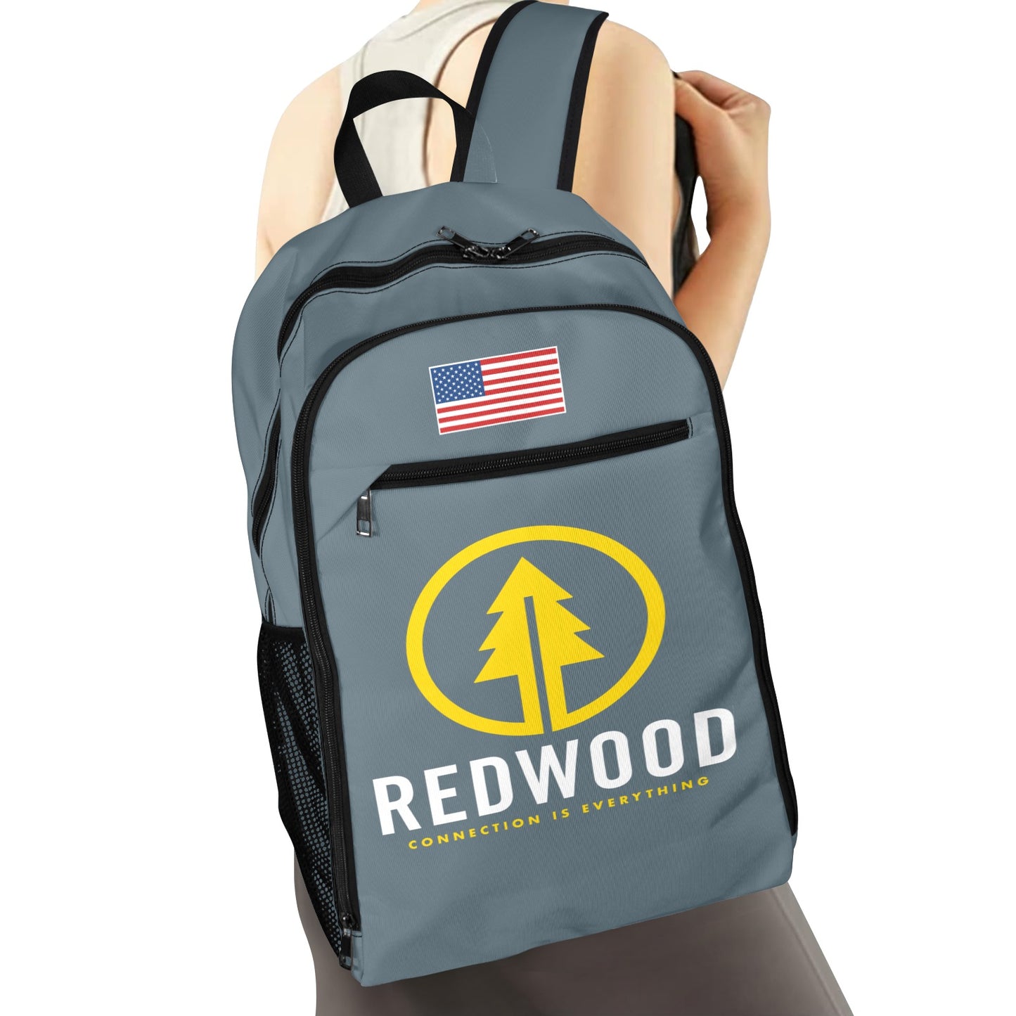 Red Wood Grey All Over Print Leisure Sports Backpack (Model 1741)