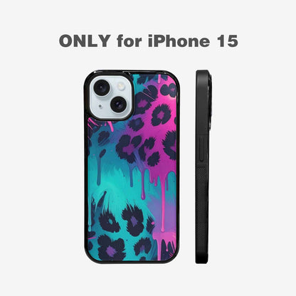 iPhone 15 Case — Leopard Melting Neon, Custom Made Phone Cover
