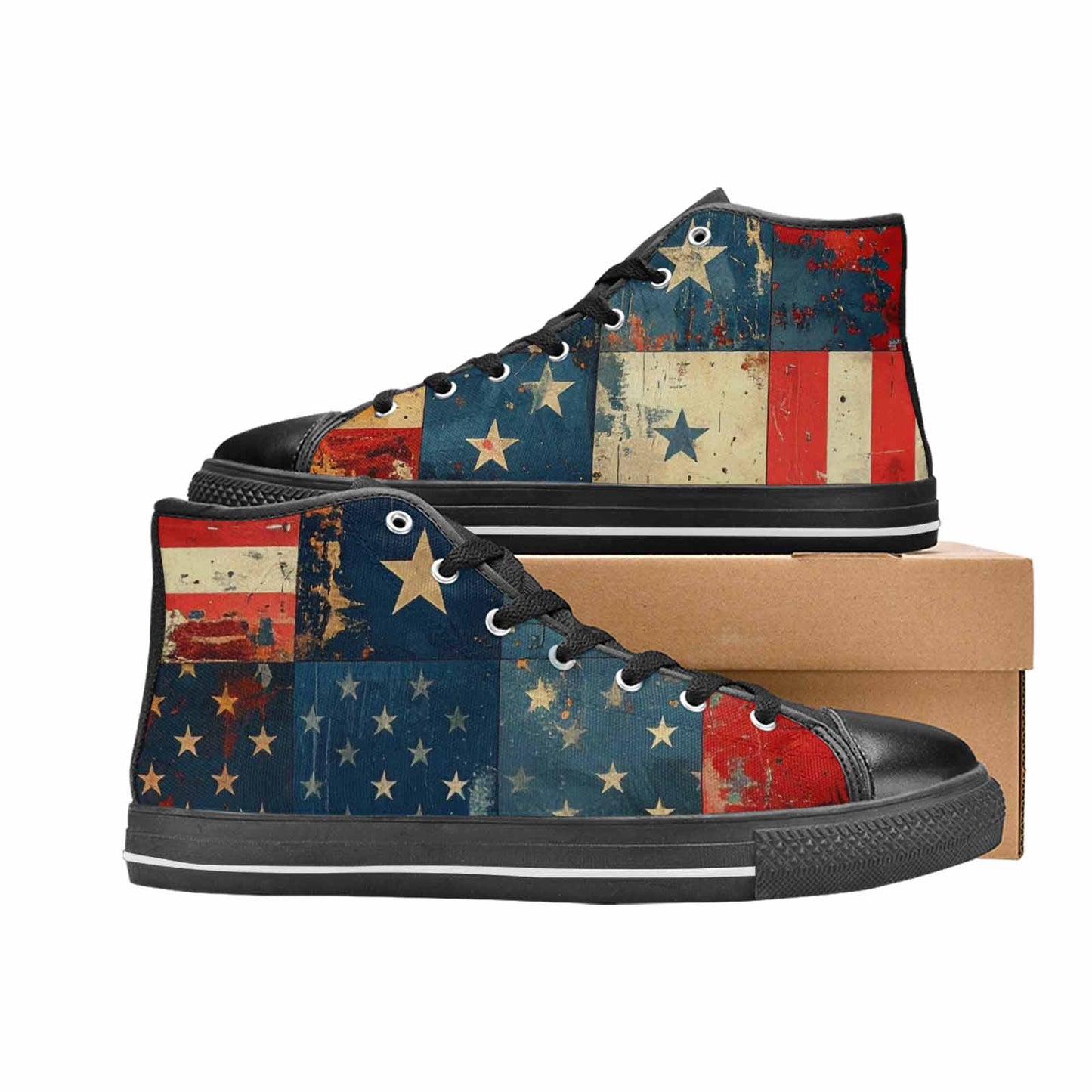 MEN'S American Flag Stars High Top Canvas Grunge Sneakers