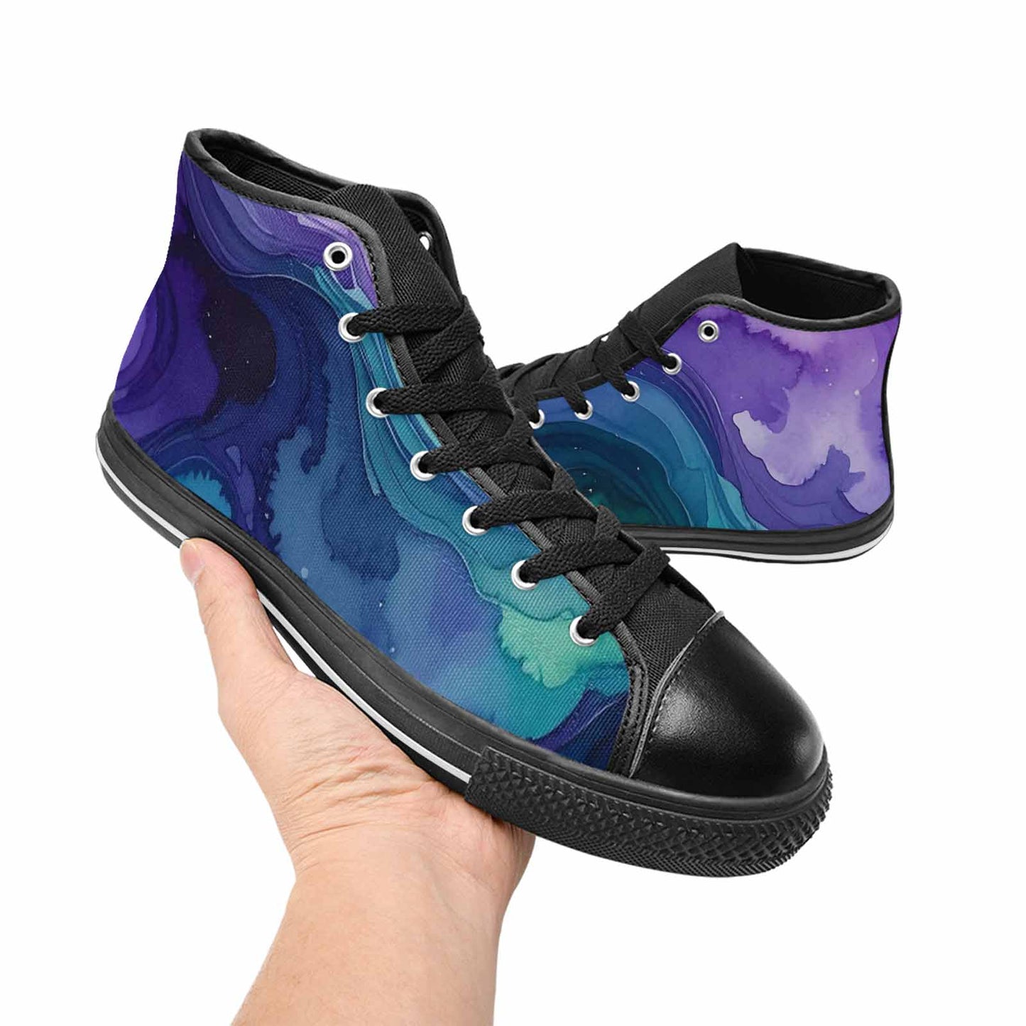 MEN'S Galaxy Aurora Nebula High Top Canvas Grunge Custom Shoes