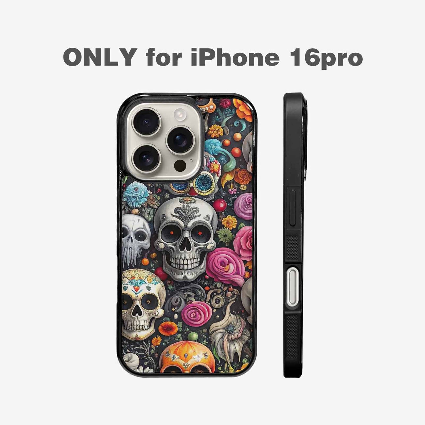 iPhone 16 Pro Case — Greyscale Black And White Dark Black, Original Design Phone Case