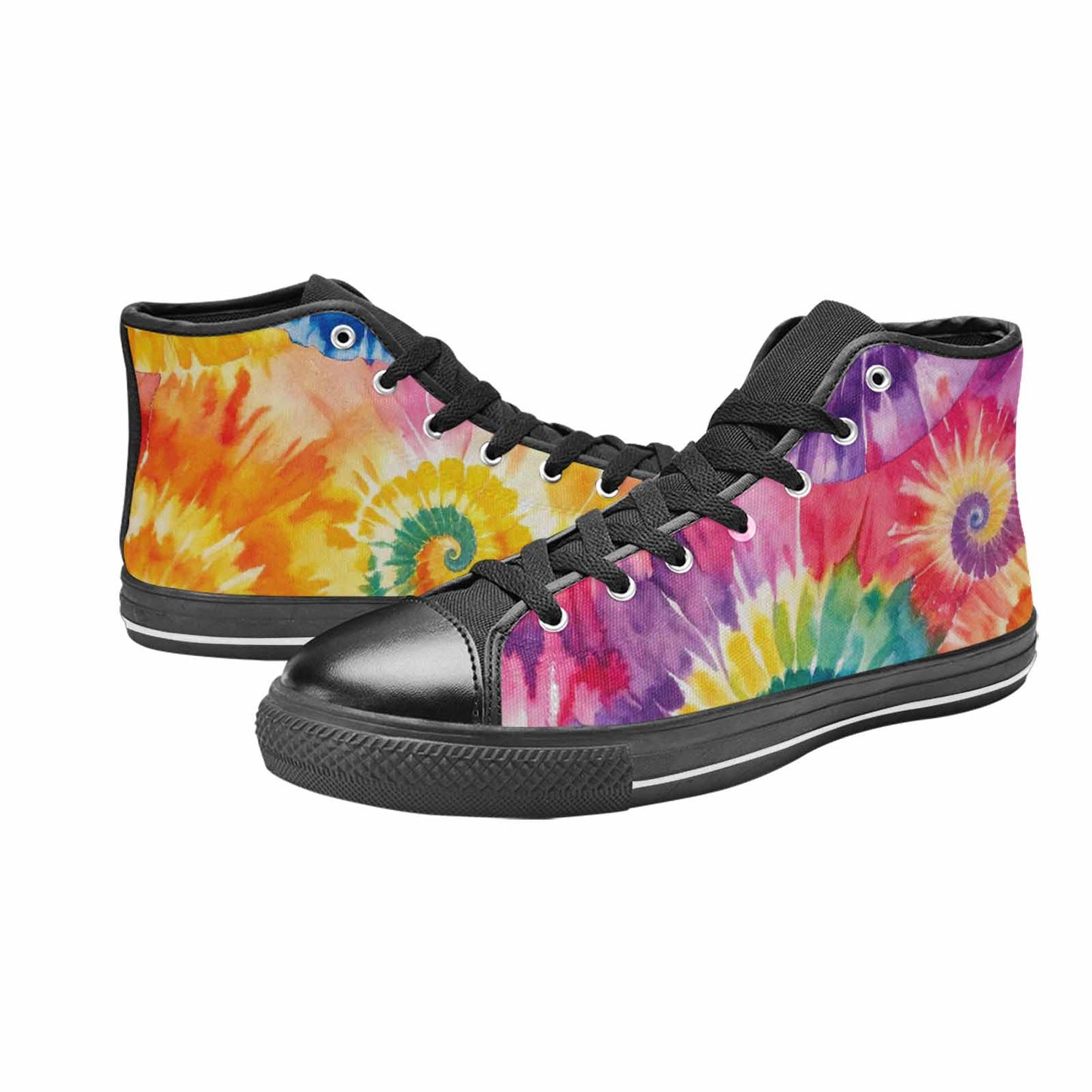 MEN'S Tie Dye Swirl High Top Canvas Neon Fantasy Custom Shoes