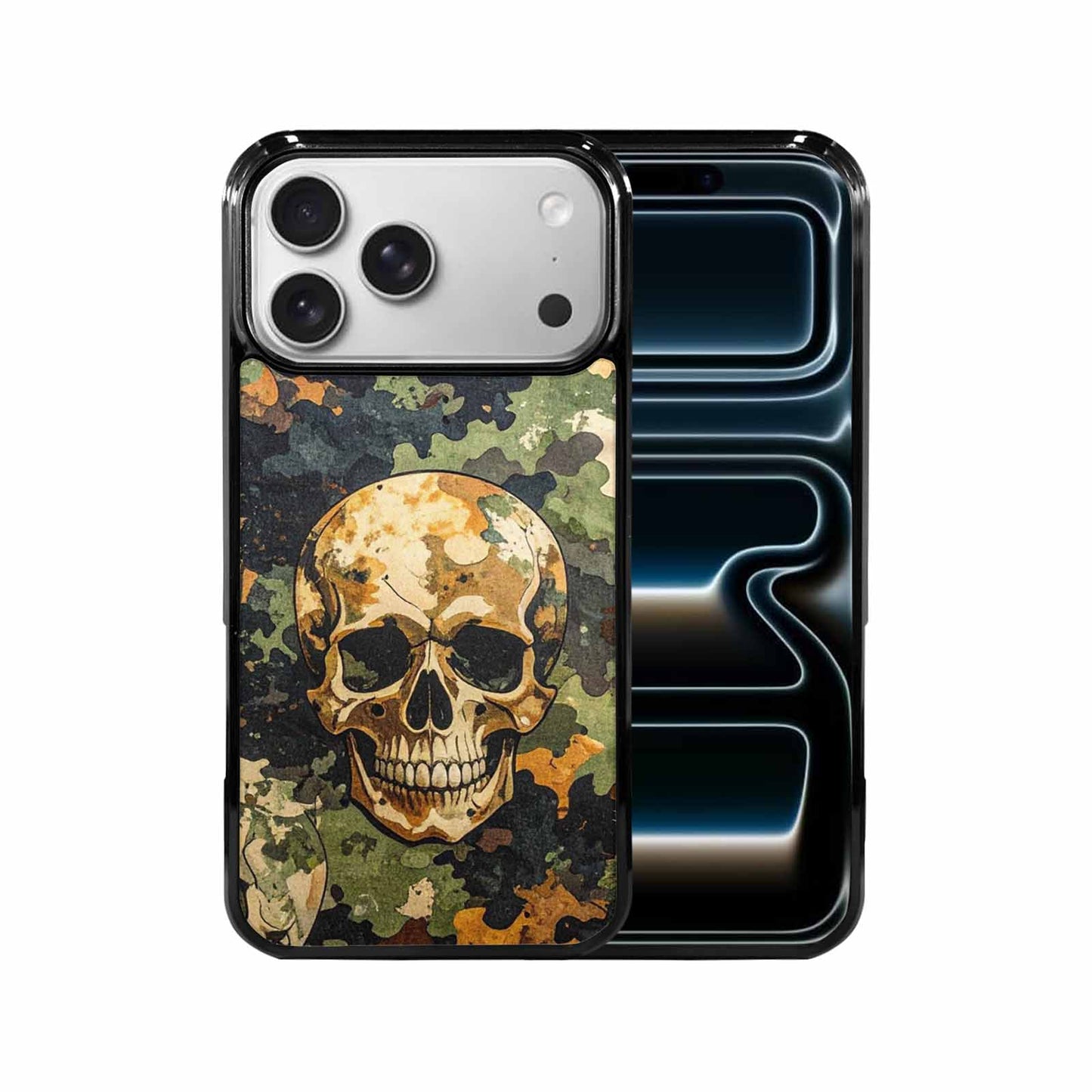 iPhone 17 Pro Max Case — Military Camo Texture Combined Gothic Skulls, Custom Designed Case Cover