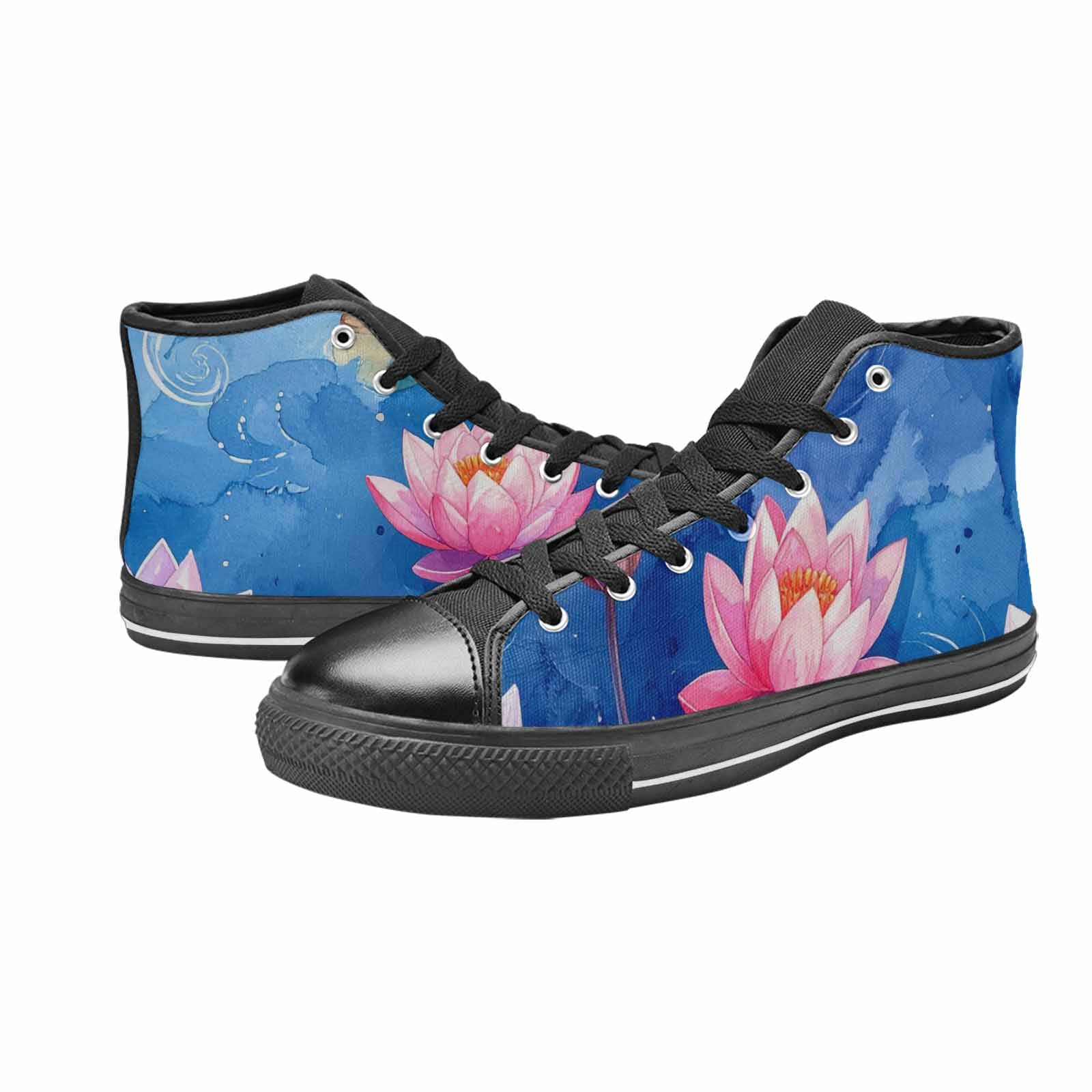 MEN'S Water Lilies Impressionist High Top Canvas Wallpaper Art Sneakers