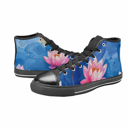 MEN'S Water Lilies Impressionist High Top Canvas Wallpaper Art Sneakers
