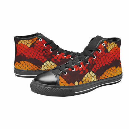 MEN'S Dark Snake Print High Top Canvas Surreal Custom Sneakers