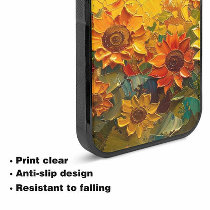 iPhone 15 Case — Impressionist Sunflower Brushstroke Pattern Hundreds Of, Custom Made Phone Cover