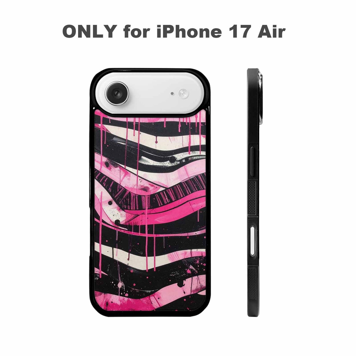 iPhone 17 Air Case — Black Pink Ink Zebra Stripe Animal, Custom Made Phone Cover