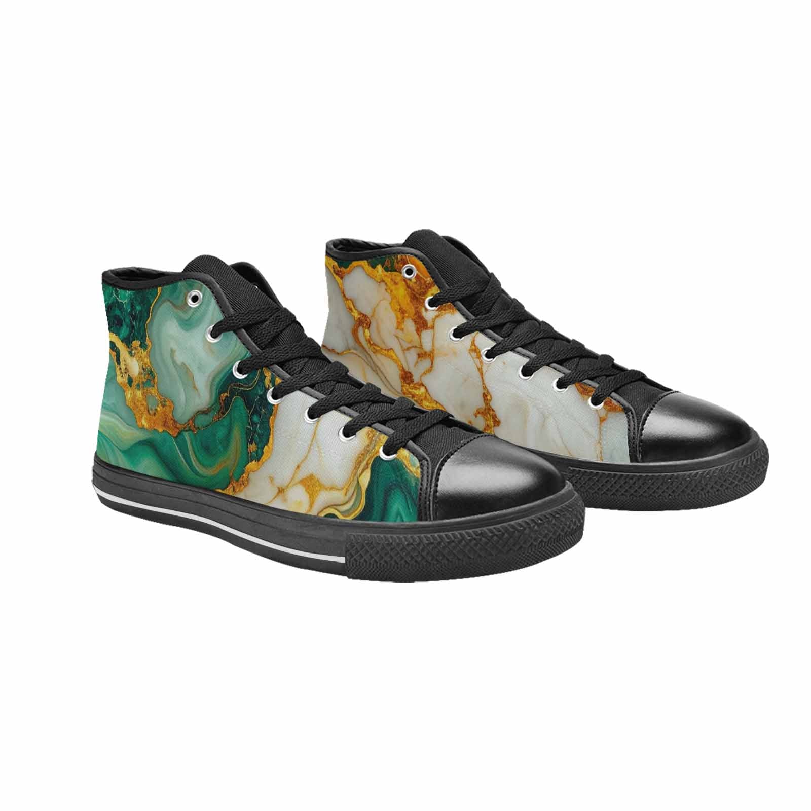 WOMEN'S Marble Gold High Top Canvas Cottagecore Sneakers