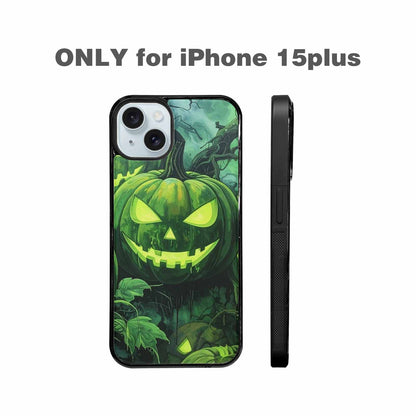 iPhone 15 Plus Case — Halloween Glowing Jackolantern, Custom Designed Case Cover