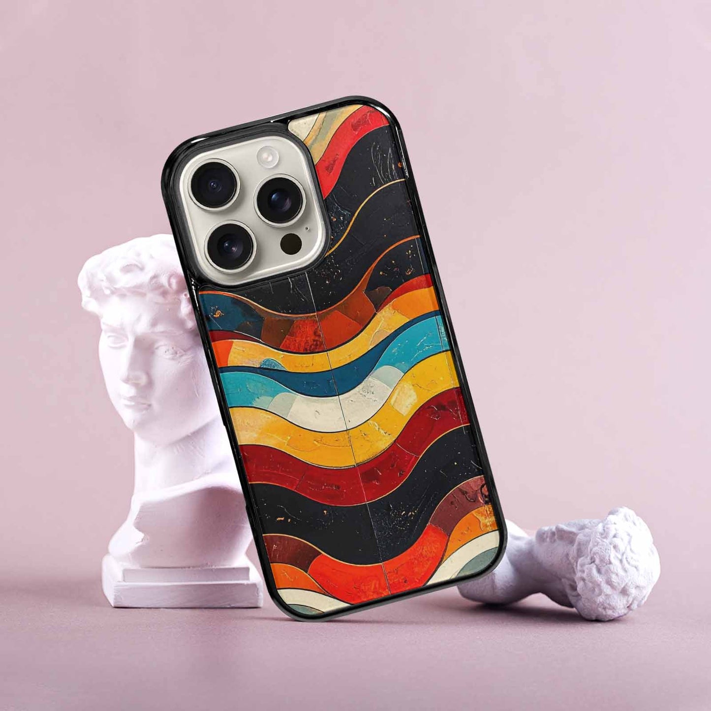 iPhone 16 Pro Case — Retro Wave Scallop Stripe Small Wzf, Customized Protective Case