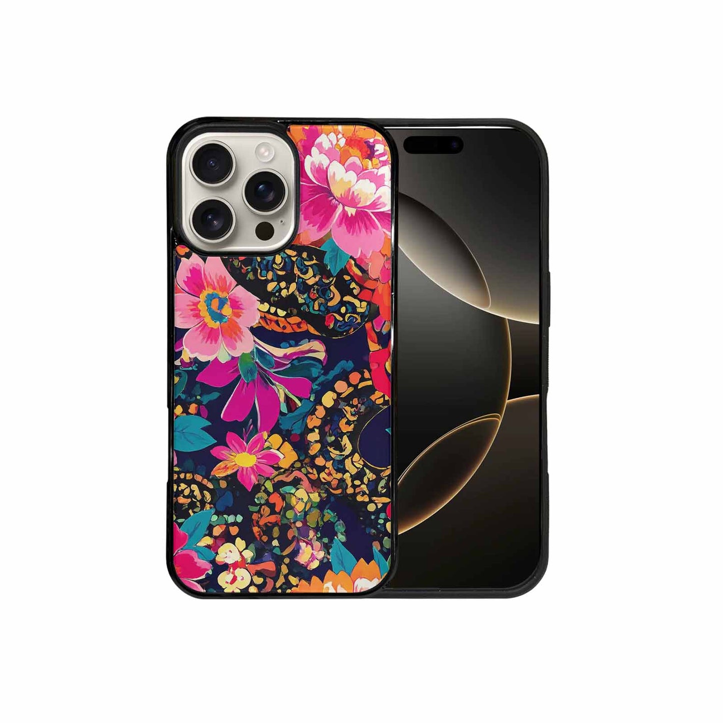 iPhone 16 Pro Max Case — Snakes Print Floral Seamless Pattern Vibrant, Custom Printed Phone Case