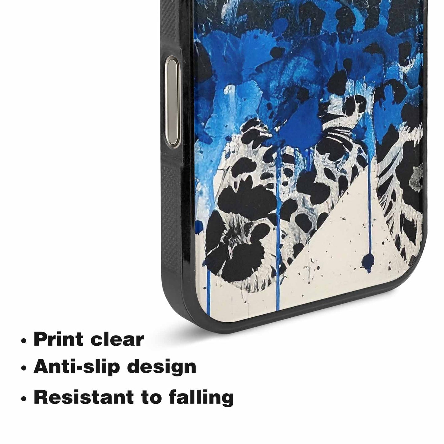 iPhone 16 Pro Max Case — Animal Print Black Blue Ink Animal, Custom Made Phone Cover
