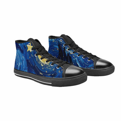MEN'S Starry Night Galaxy High Top Canvas Neon Fantasy Custom Sneakers