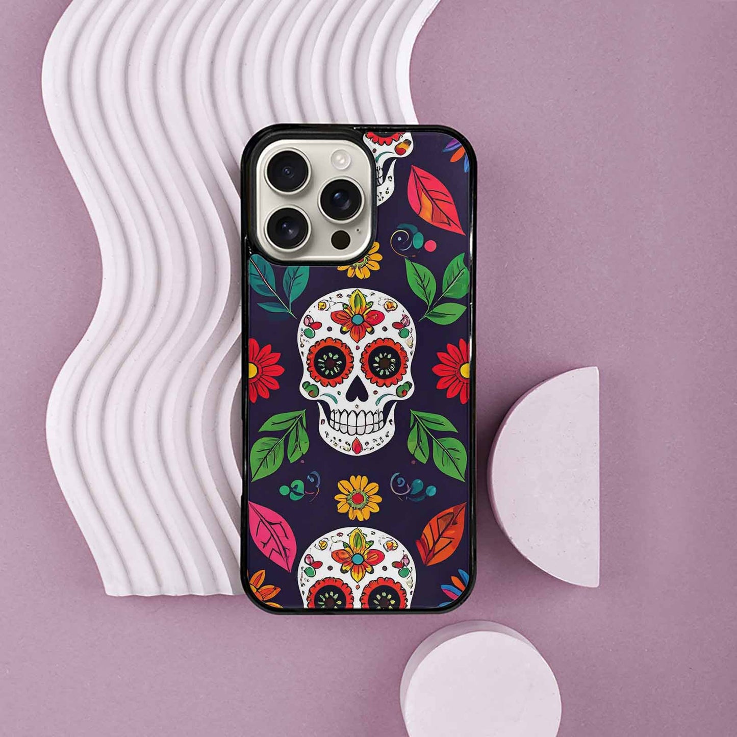 iPhone 16 Pro Max Case — Sunflowers And Skulls, Custom Made Phone Cover