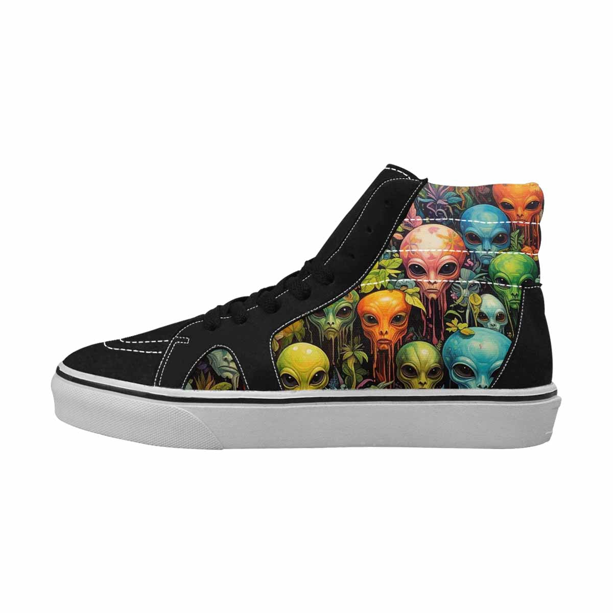 MEN'S Aliens High Top Canvas Melting Art Custom Sneakers