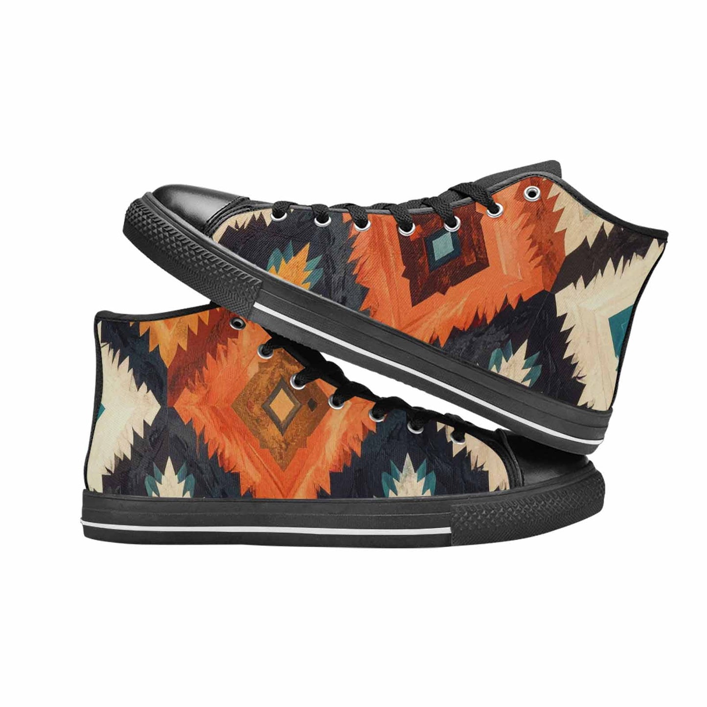 MEN'S Southwestern Geometric Diamond High Top Canvas Neon Fantasy Shoes