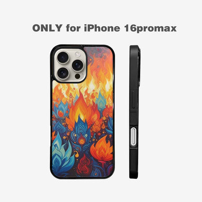 iPhone 16 Pro Max Case — Flame Burst Full Color Vibrant Flame, Custom Print Case Cover