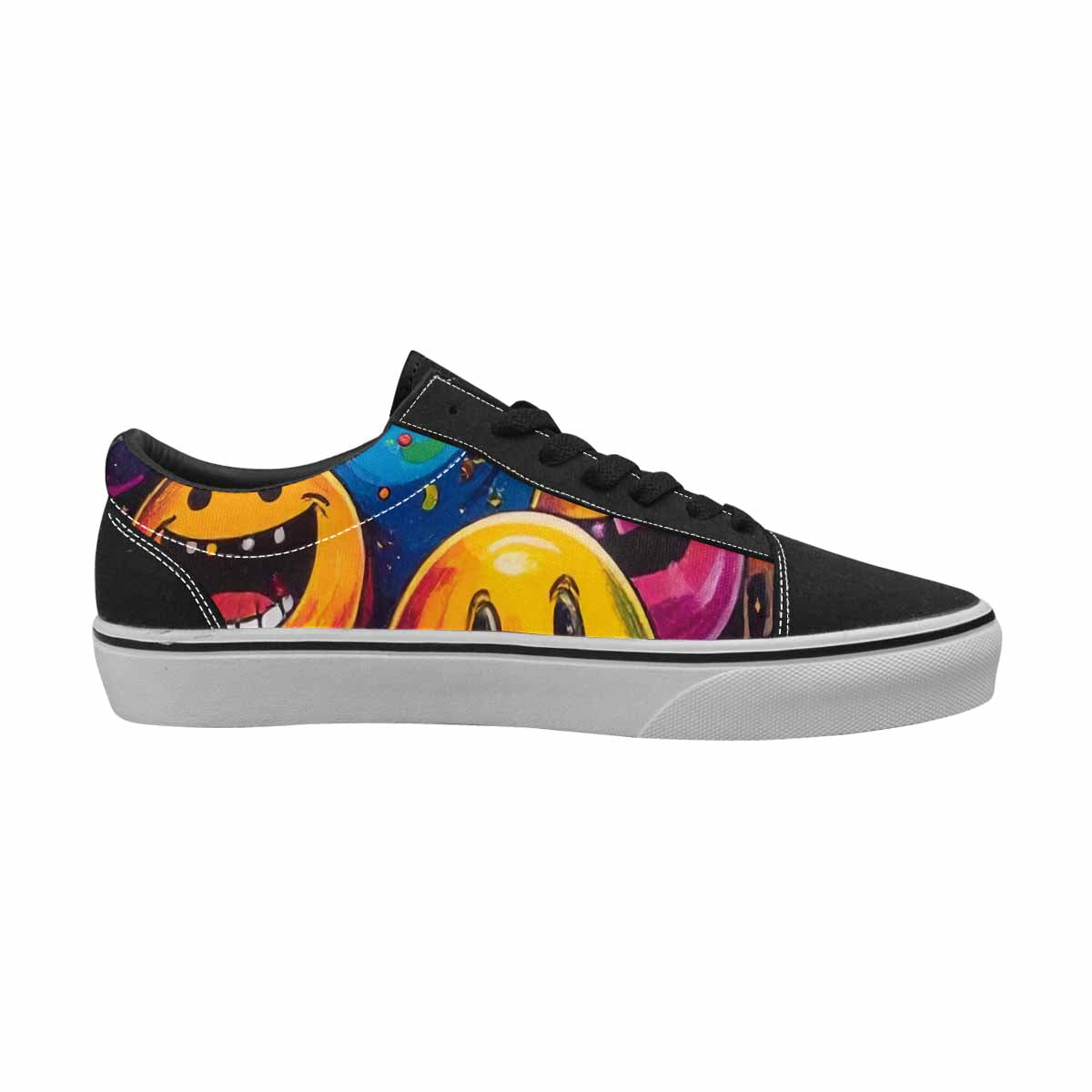 WOMEN'S Yellow Smiley Face Canvas Lace-Up Dark Academia Shoes