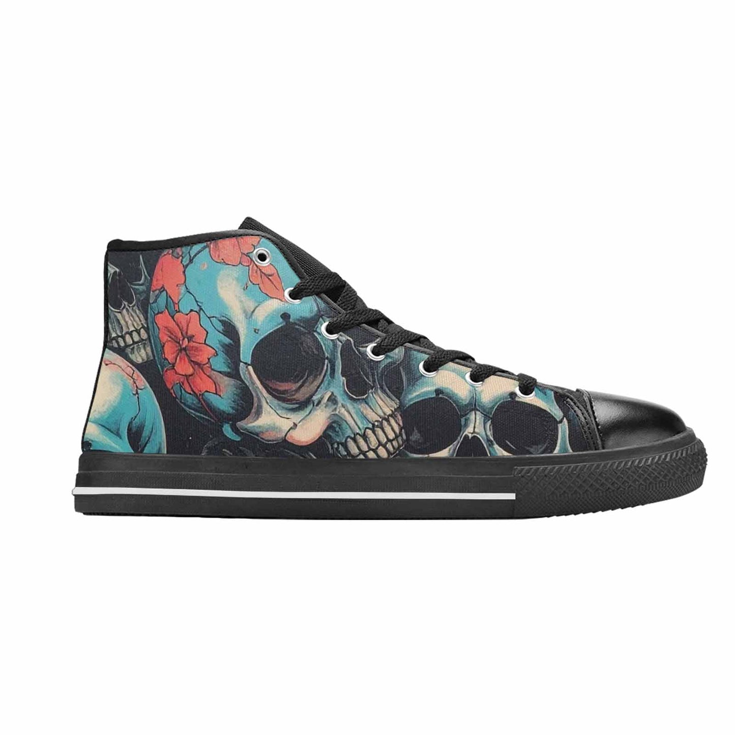 WOMEN'S Skulls Roses Biker Tattoo High Top Canvas Y2K Custom Shoes