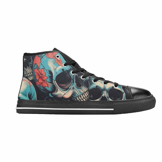 WOMEN'S Skulls Roses Biker Tattoo High Top Canvas Y2K Custom Shoes