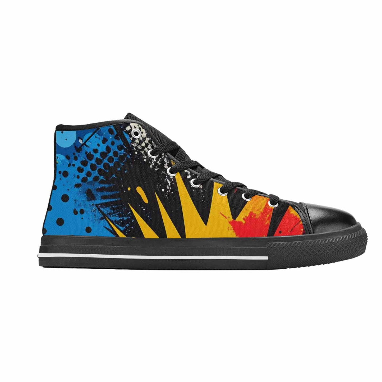WOMEN'S Comic Book Halftone High Top Canvas Dark Academia Custom Sneakers