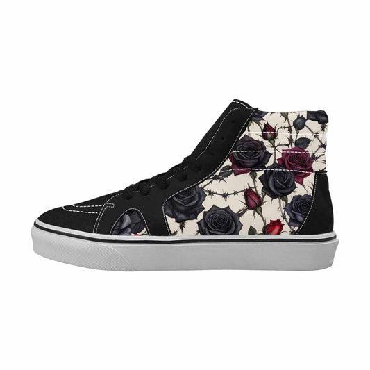 WOMEN'S Black Gothic Rose High Top Canvas Y2K Sneakers