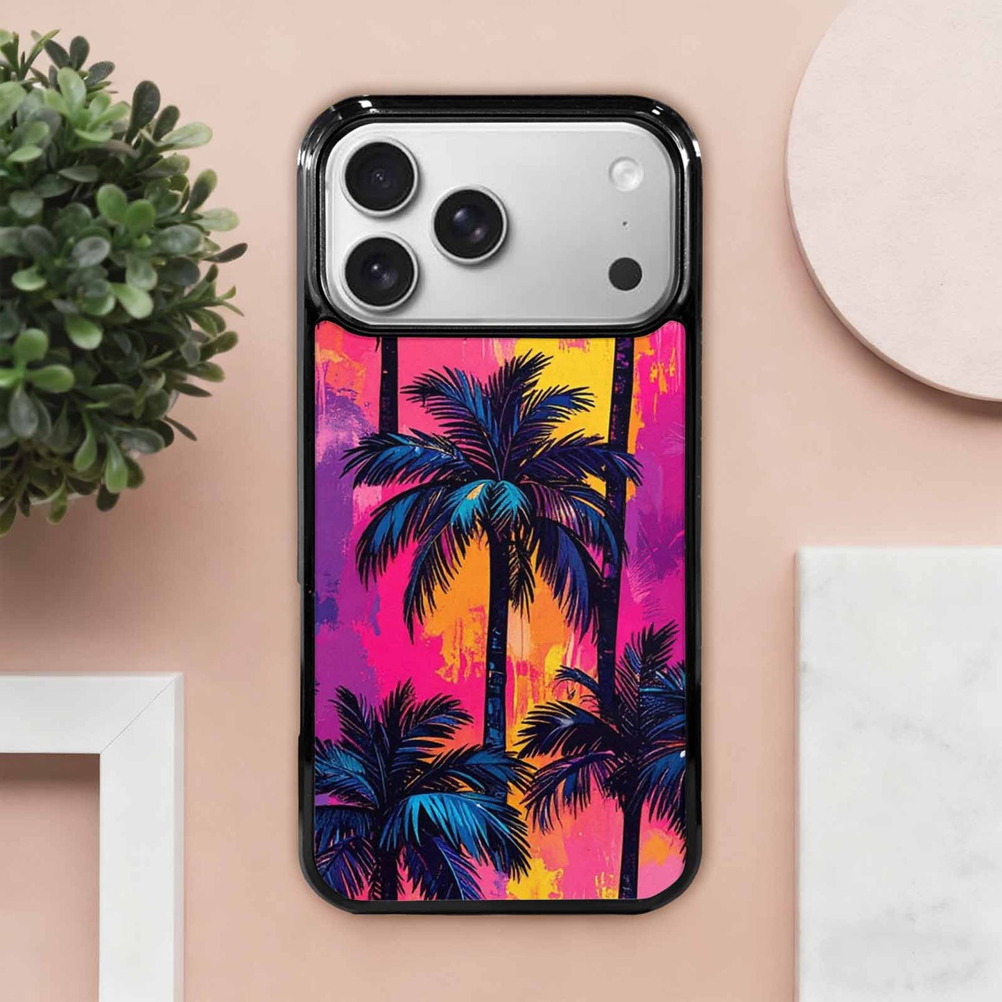 iPhone 17 Pro Max Case — Chrome Bling Palm Original Art, Custom Made Phone Cover
